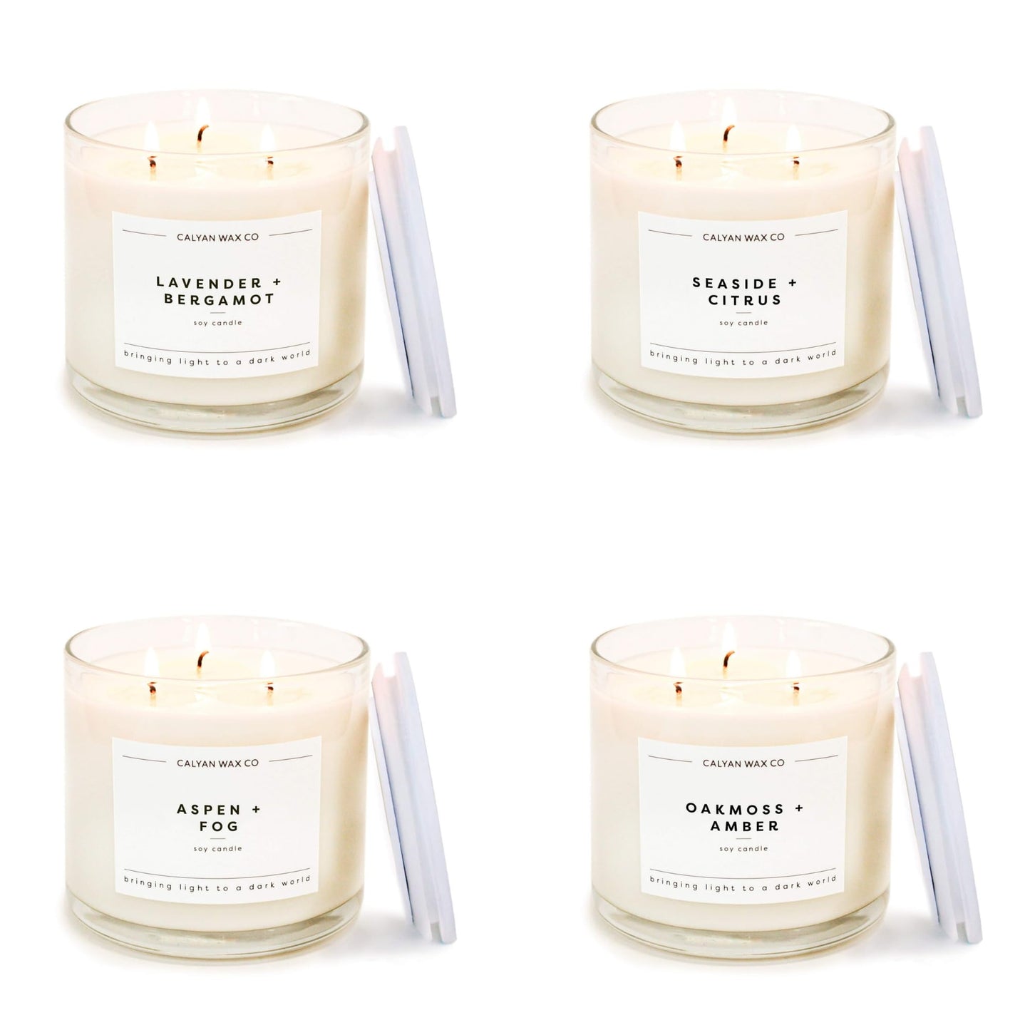 Calyan Wax Co. Everyday 3 Wick Scented Candle Gift Set - 4 Luxury Scented Candles - 43 Hour Burn - 3 Wick Clean Soy Wax Candles - Long Lasting Large Glass Jar Candle for Home - 14.9oz