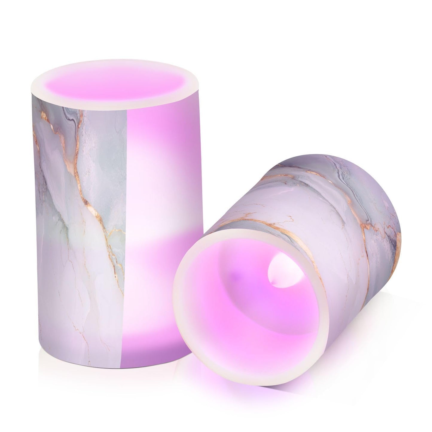 Zathe Flameless Pillar Candle Batteries Led Pillar Candles for Living Room Marble White White