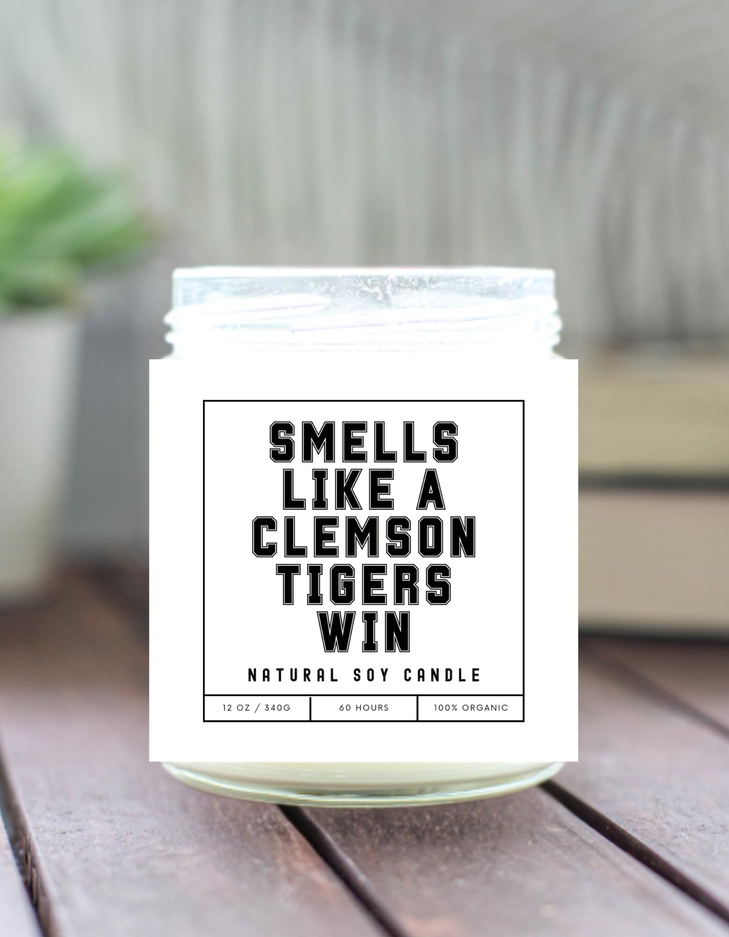 Smells Like a ClemTigers Win Sports Candle - Scented Soy Wax Candle (8.0 oz) 50-60 Hour Burn Time, Cotton Wick, Frosted White Glass Jar, (Vanilla)