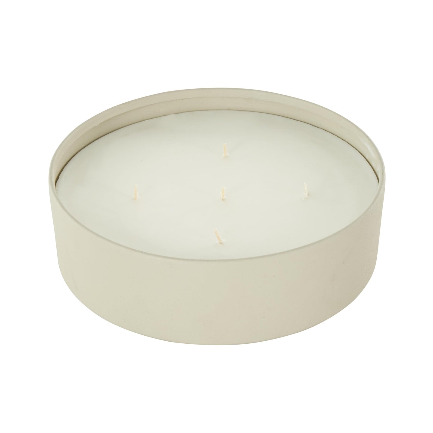Deco 79 Metal Decorative Candle Tropical Fruit Medley Scented Textured 59oz 5 Wick Aromatherapy Candle with White Wax, Wax Aromatherapy Candle 9" x 9" x 3", Cream