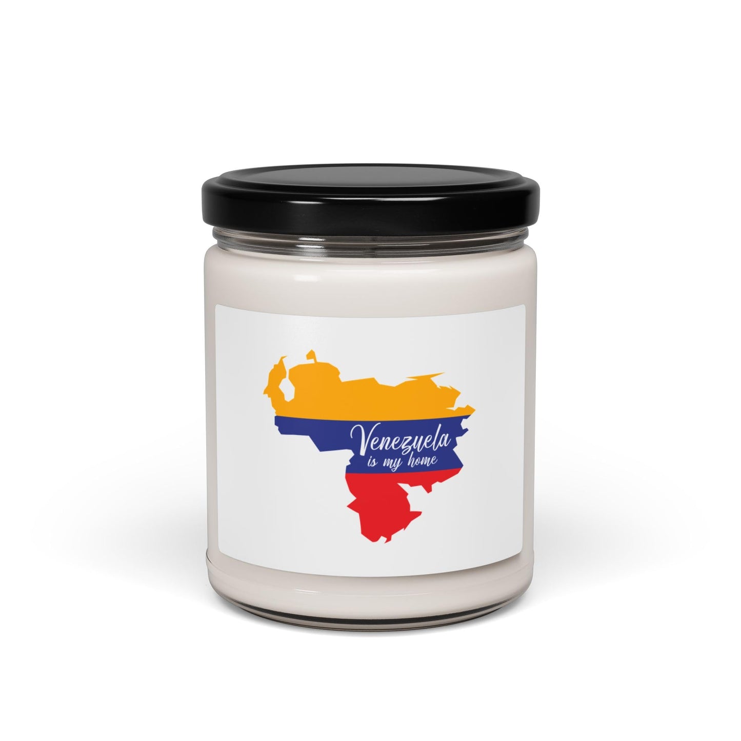 Venezuela is My Home Candle – Glass Jar with Flag-Colored Map & Script, Gift of Latin Pride & Identity