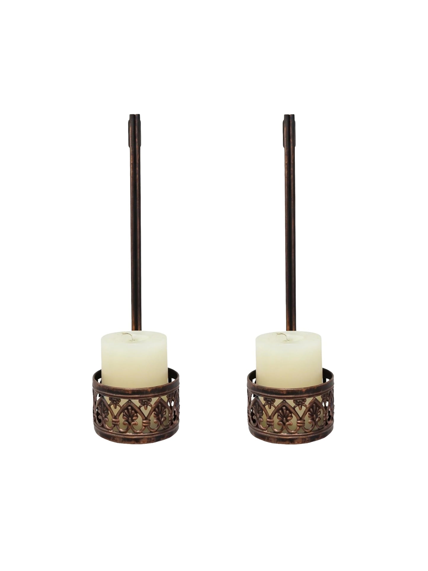 Wall Candle Sconces Set of 2, Antique Bronze Filigree Wall Mounted Candle Holder, Decorative Metal Candle Sconce for Living Room, Farmhouse, Fireplace, Gothic Home Decor (Shape-1)