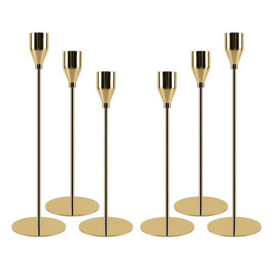 AUMAYCO Gold Candle Holders Set of 6, Metal Taper Candle Holders, Tall Gold Candlestick Holders, Fits 2.2cm Thick Candle&Led Candles, for Table Centerpiece, Mantels, Weddings, Dining, Party