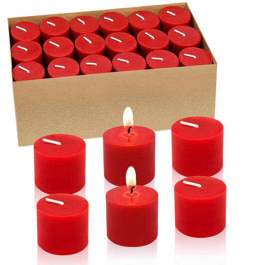 36 Packs Red Votive Candles, 10 Hours Small Unscented 1.5 Inch Diameter Colored Wax Candles for Christmas Wedding, Party, Holiday & Home Decoration