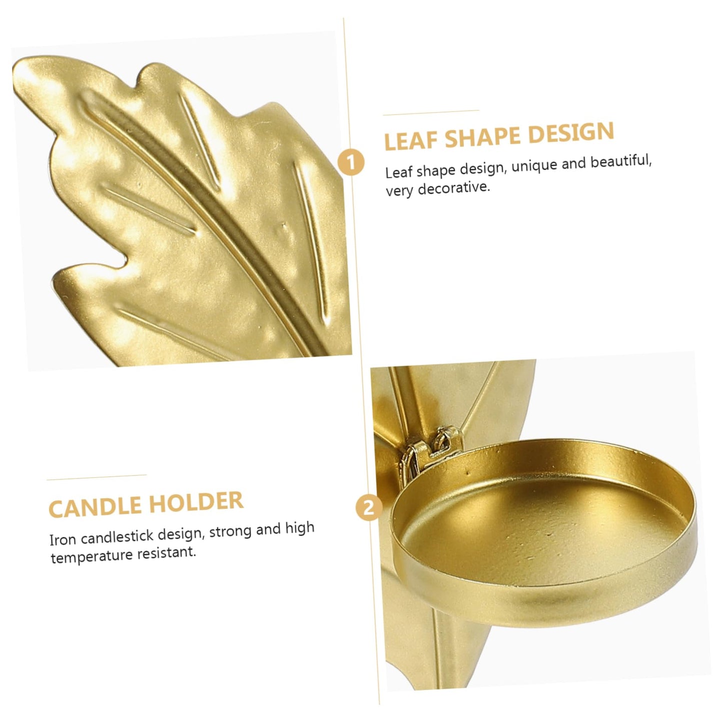 2Pcs Leaf Shaped Wall Candle Holder Iron Wall Sconce for Living Bedroom and Hallway Decoration Elegant Design for Taper and Tealight Candles