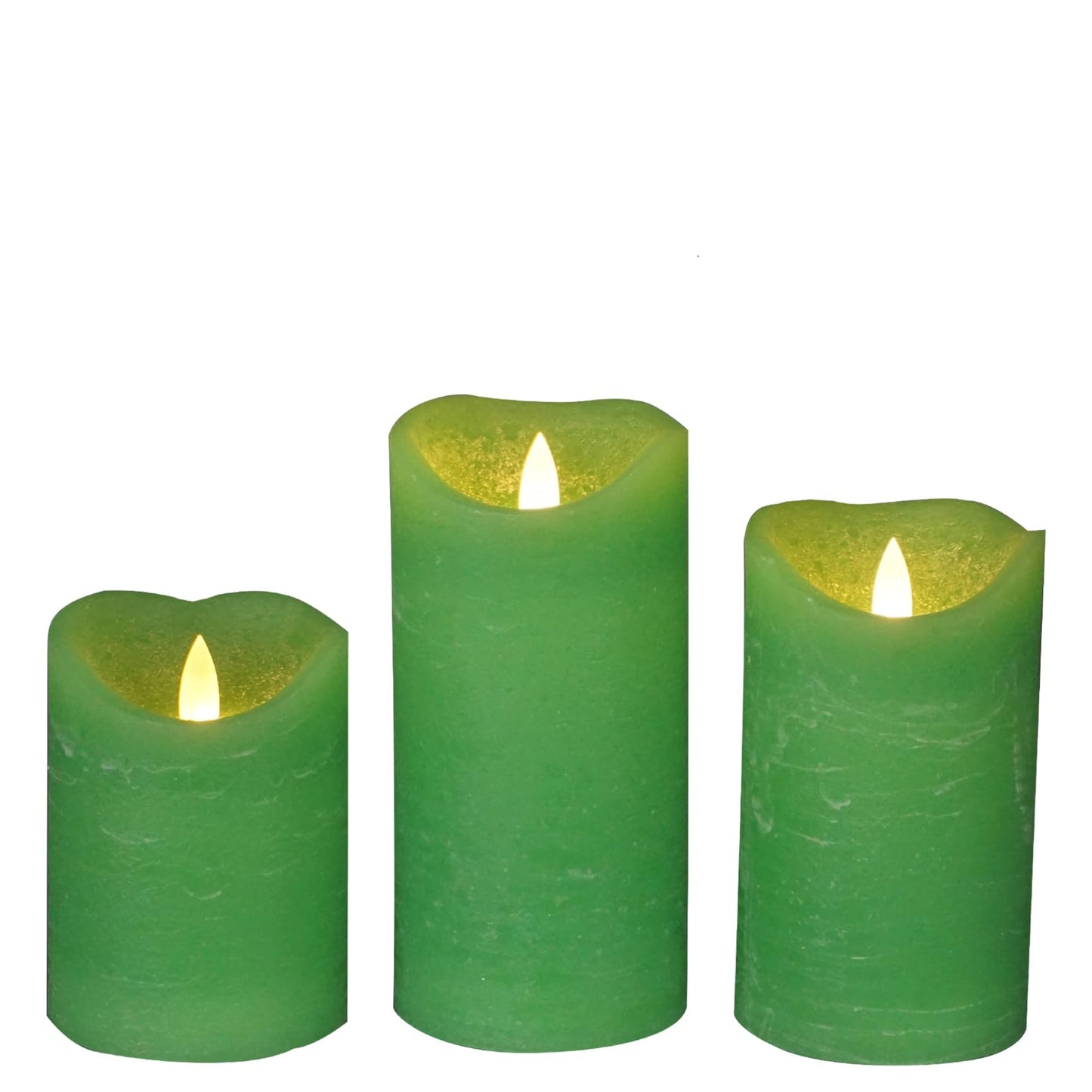EZiGarden 3 Pack Flameless LED Candles Battery Operated Real Wax with Timer for Home Decorations Wedding Party Festival Celebration Green
