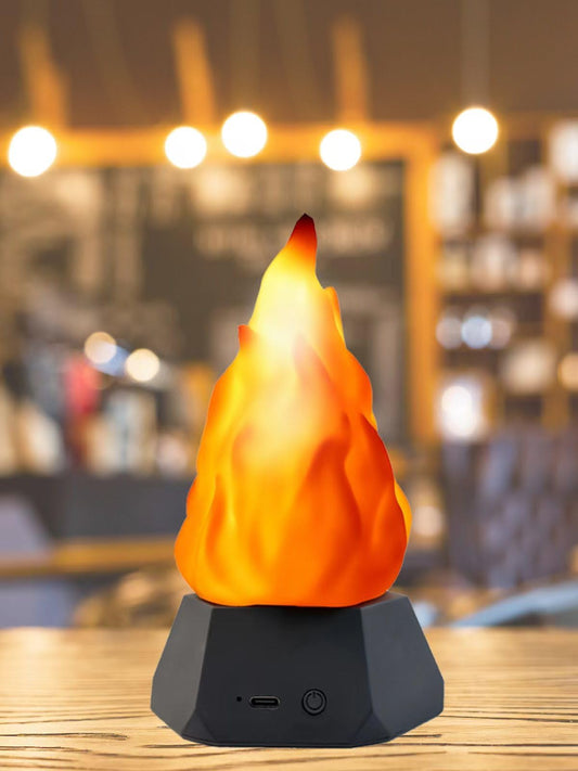 Fake Fire Lamp,3D Rechargeable Travel Night Light with Cozy Lighting,3-Mode LED Fake Fireplace Candles for Apartment Patio Decor Outdoor Camping Decorations…