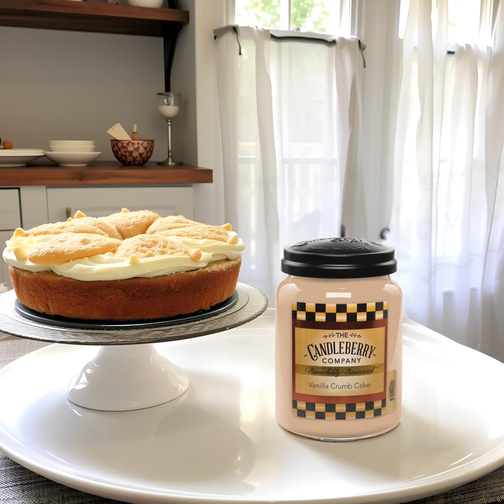 Candleberry Candles Vanilla Crumb Cake | Strong Fragrances for Home | Hand Poured in The USA | Highly Scented | 135 Hour Burn Time | Large Jar