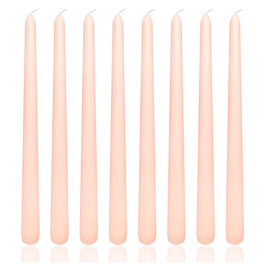 8 Pack 10 Inch Pink Champagne Taper Candles Long Burning Time Dripless Candles for Dinner Home Decor Wedding Parties and Celebrations