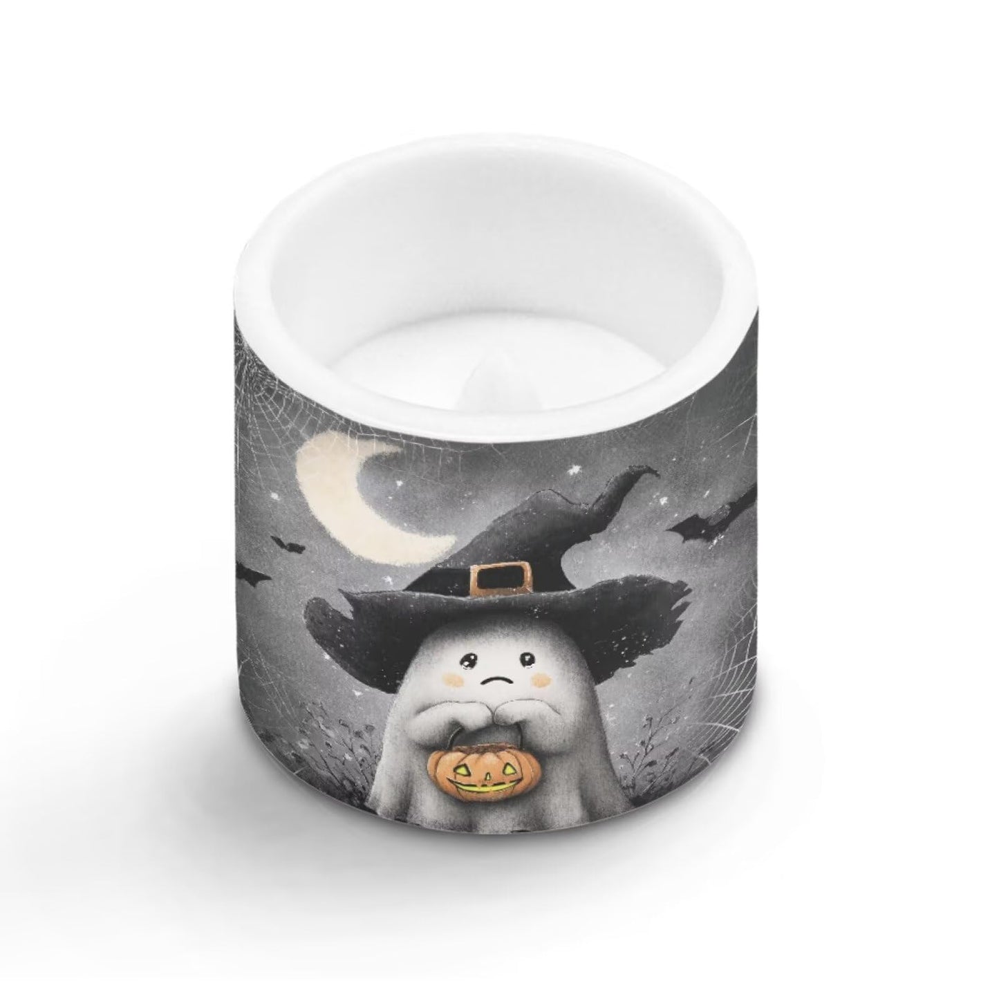 Merkmak Halloween Flameless Candles with Remote Battery Operated Candles with Timer Flickering LED Battery Operated Elictric Pillar Tealights for Home Decorations, Moon Ghost Spider Web