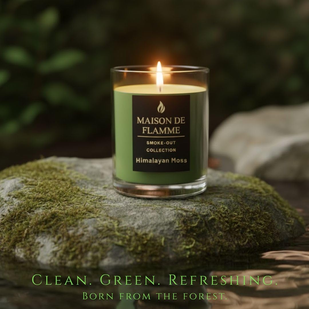 Smoke Odor Eliminating Candle – Himalayan Moss Soy Wax Candle for Kitchen, Apartment & Home Smells, Long Lasting Odor Neutralizing Scented Candle, 150g / 5.3 oz – Maison De Flamme