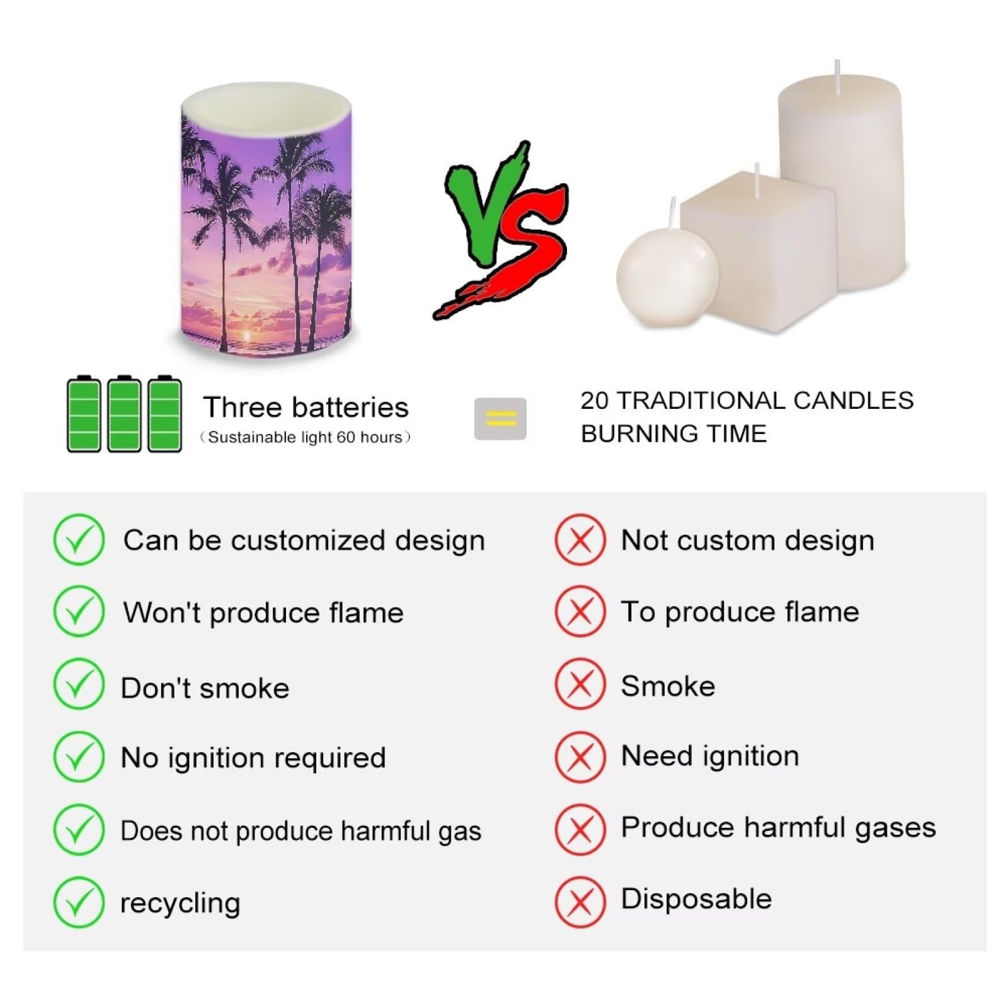 Merkmak Coconut Tree Battery Operated Candles with Timer 4 Pack Flameless Candles with Remote Outdoor Porch LED Lamp for Beach Wedding Coastal Home Decorations