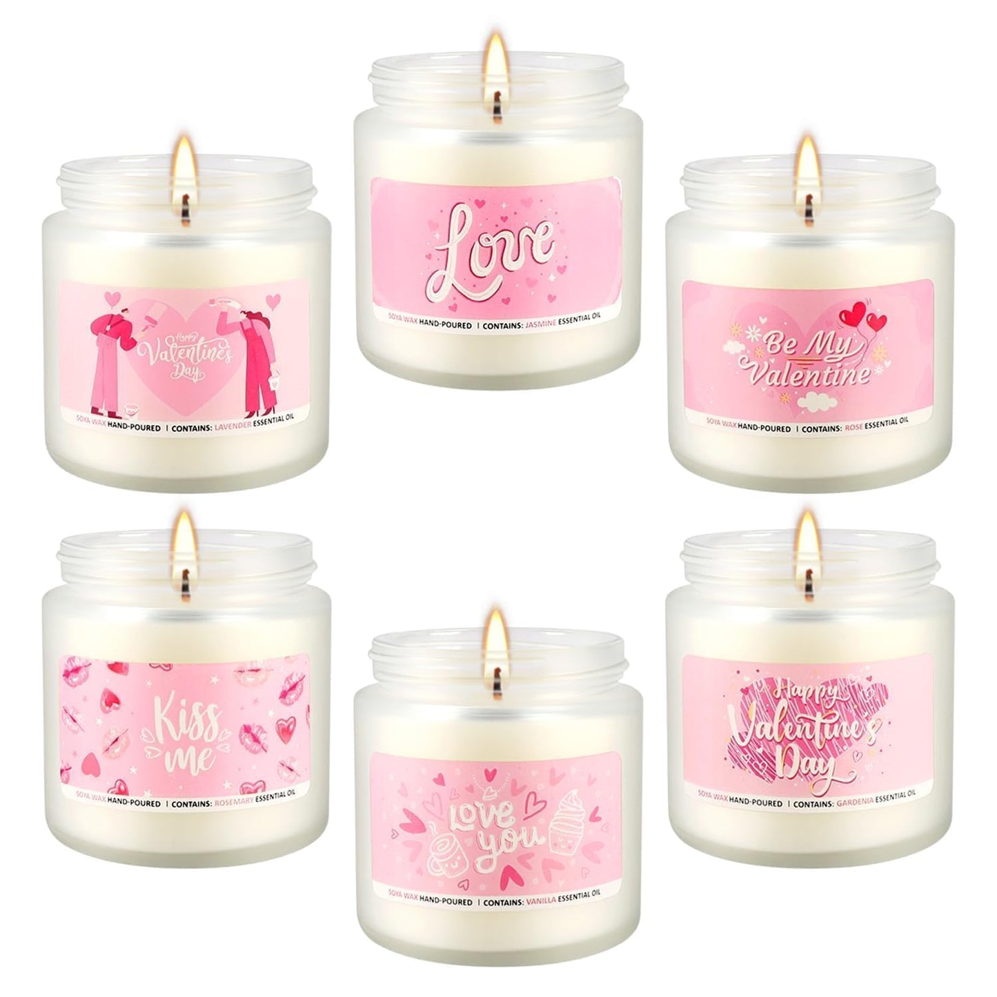 Valentine's Day Scented Candles Gift Set, 6 Pack 3.05 oz Candles - Romantic Gifts for Her: Wife, Girlfriend, Mother, and for Him: Husband, Boyfriend - Long Lasting Aromatherapy Candle for Home Decor