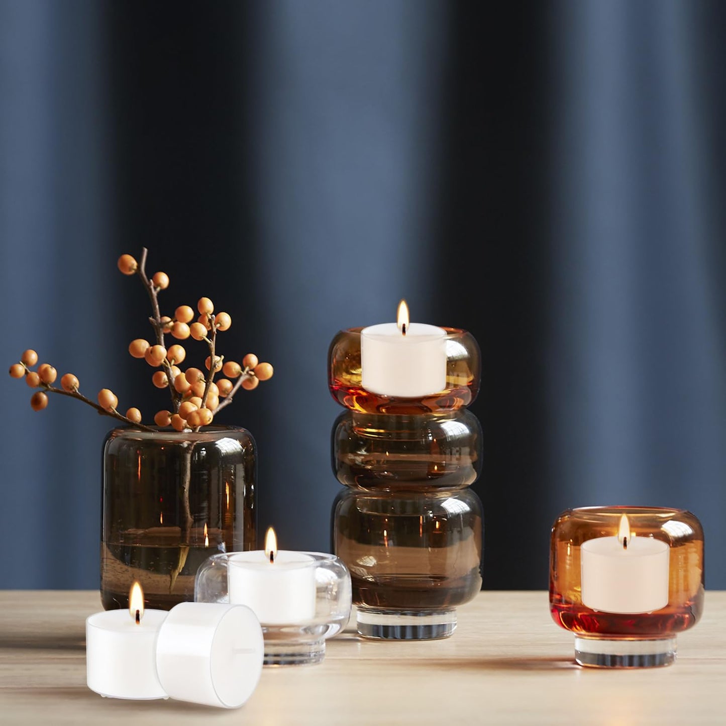 Wfmolcand Set of 50 White Scented Tealight Candles Bulk, Vanilla Fragrance Wax with Clear Container, for Restaurant Dinner Weddings Baby Showers, Long Burning, 8 Hours