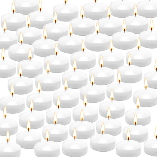 YOROXRG 50 Pack of 2-Inch White Floating Candles - Ideal for Weddings, Home Décor, Spa Baths, and Romantic Settings