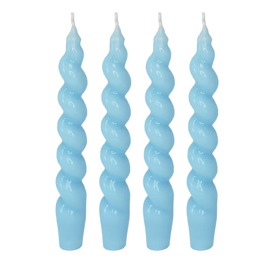 Spiral Taper Candlesticks Blue Candles Stick Twisted Candles H 7.5inch Wax Unscented Dinner Candle Dripless for Home Decor, Relaxation & All Occasions(Blue)