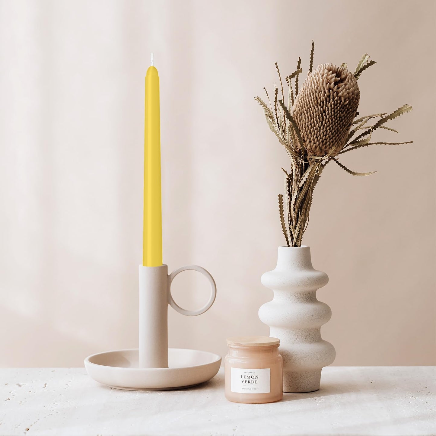LYOBATH 4 Pack Yellow Taper Candles - Taper Candles 10 Inch Dripless, Smokeless & Unscented - 8 Hours Long Burning - Ideal for Weddings, Dinner Parties, and Home Decor
