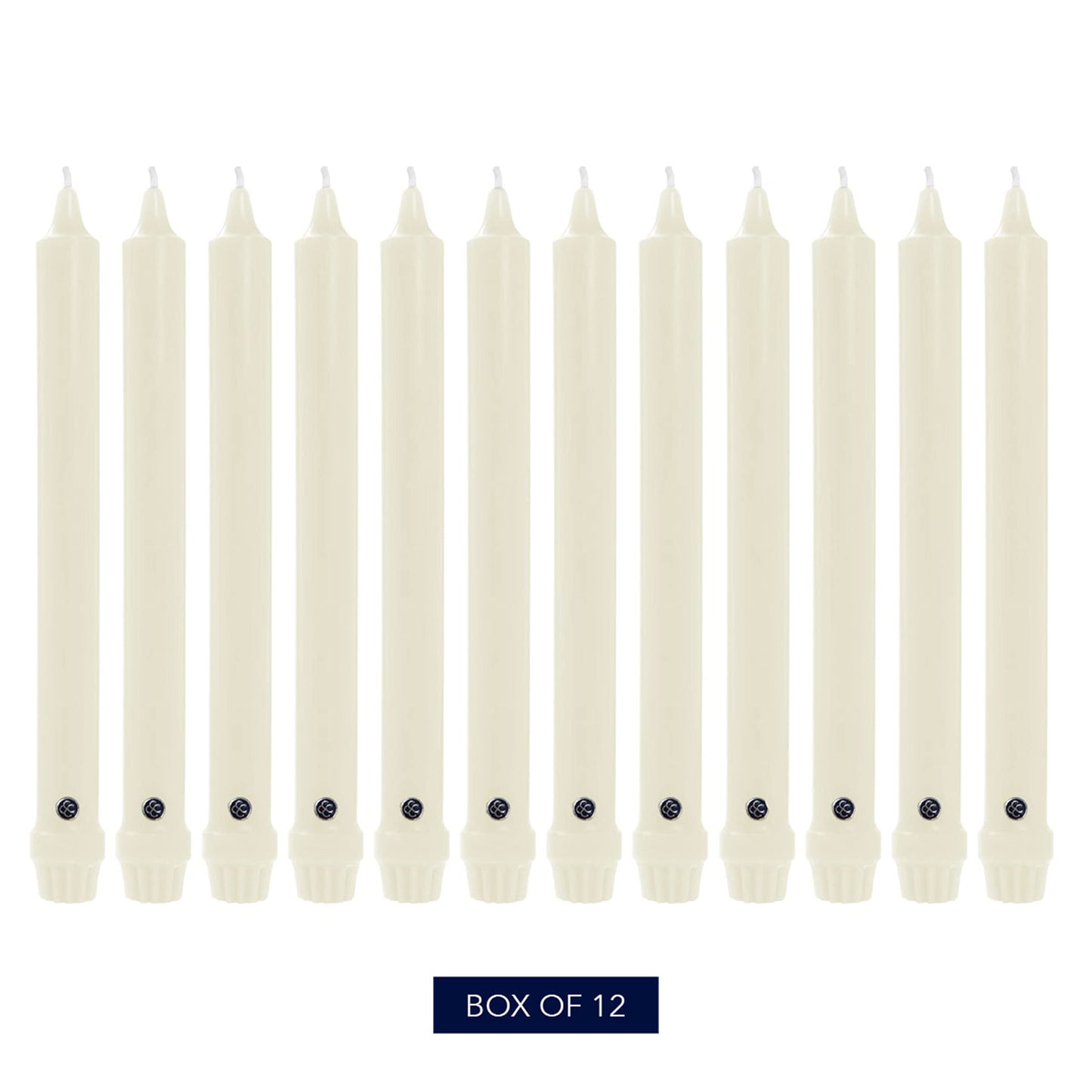 Colonial Candle Unscented Taper Candle, Classic Collection, Ivory, 8 In, Pack of 12 - Up to 6 Hours Burn