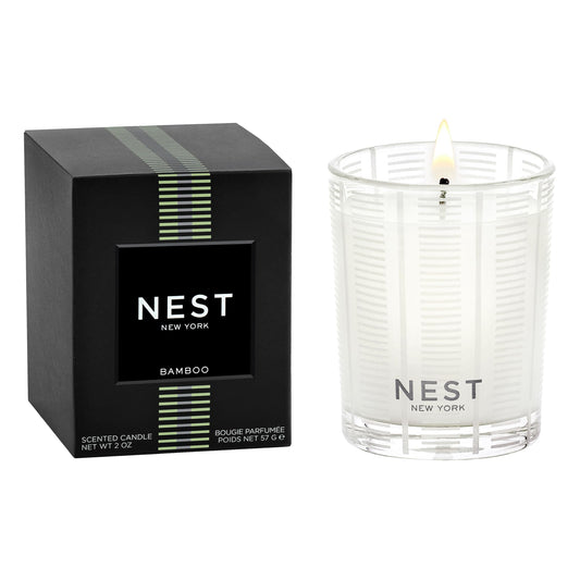 NEST New York Scented Votive Candle, Bamboo - 2 oz - Up to 28-Hour Burn Time - Reusable Glass Vessel