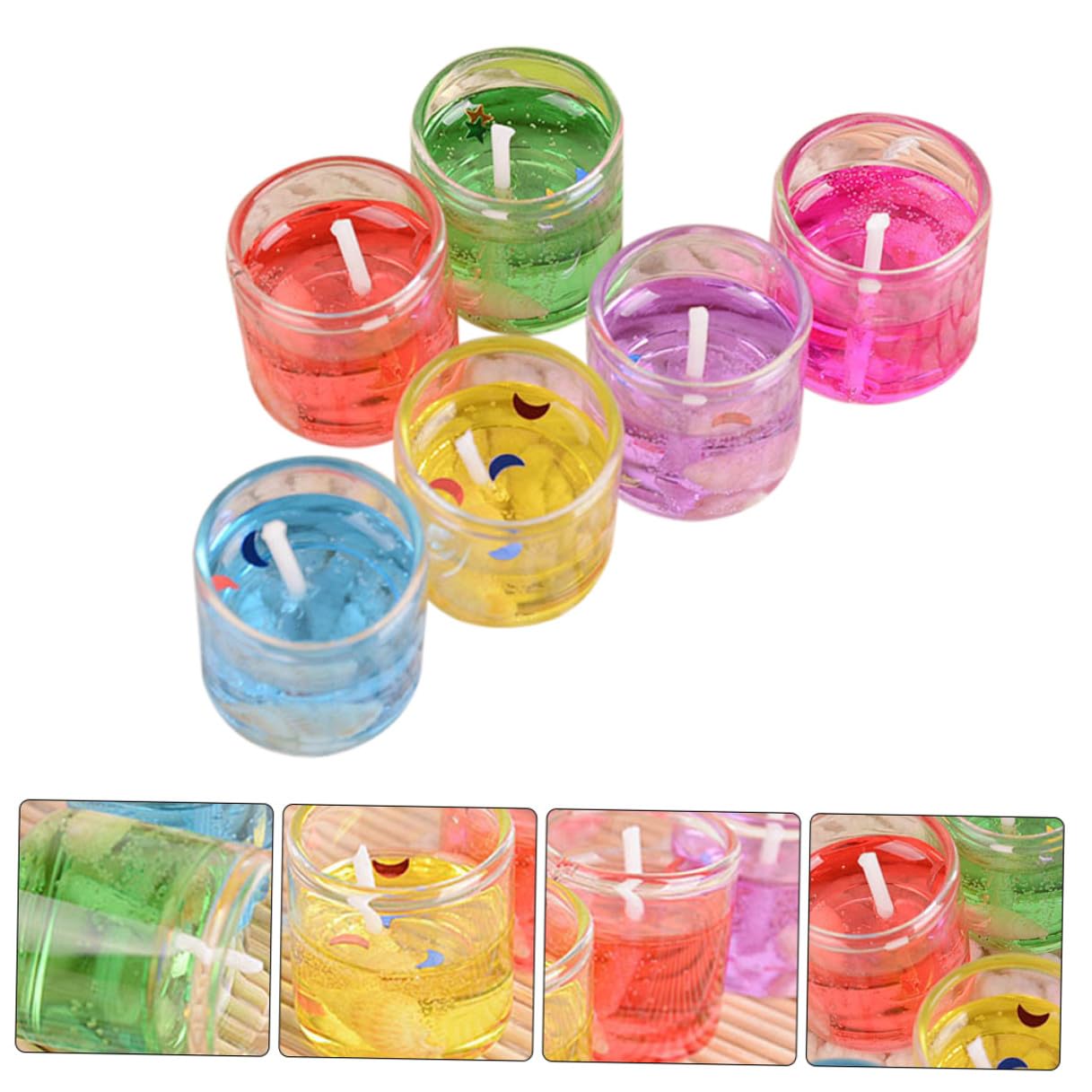 TOVINANNA 6pcs Romantic Gel Wax Candles for Valentine's Day Candlelight Dinner Portable and Evenly Burning Heart-Shaped Votive Candles for Birthdays