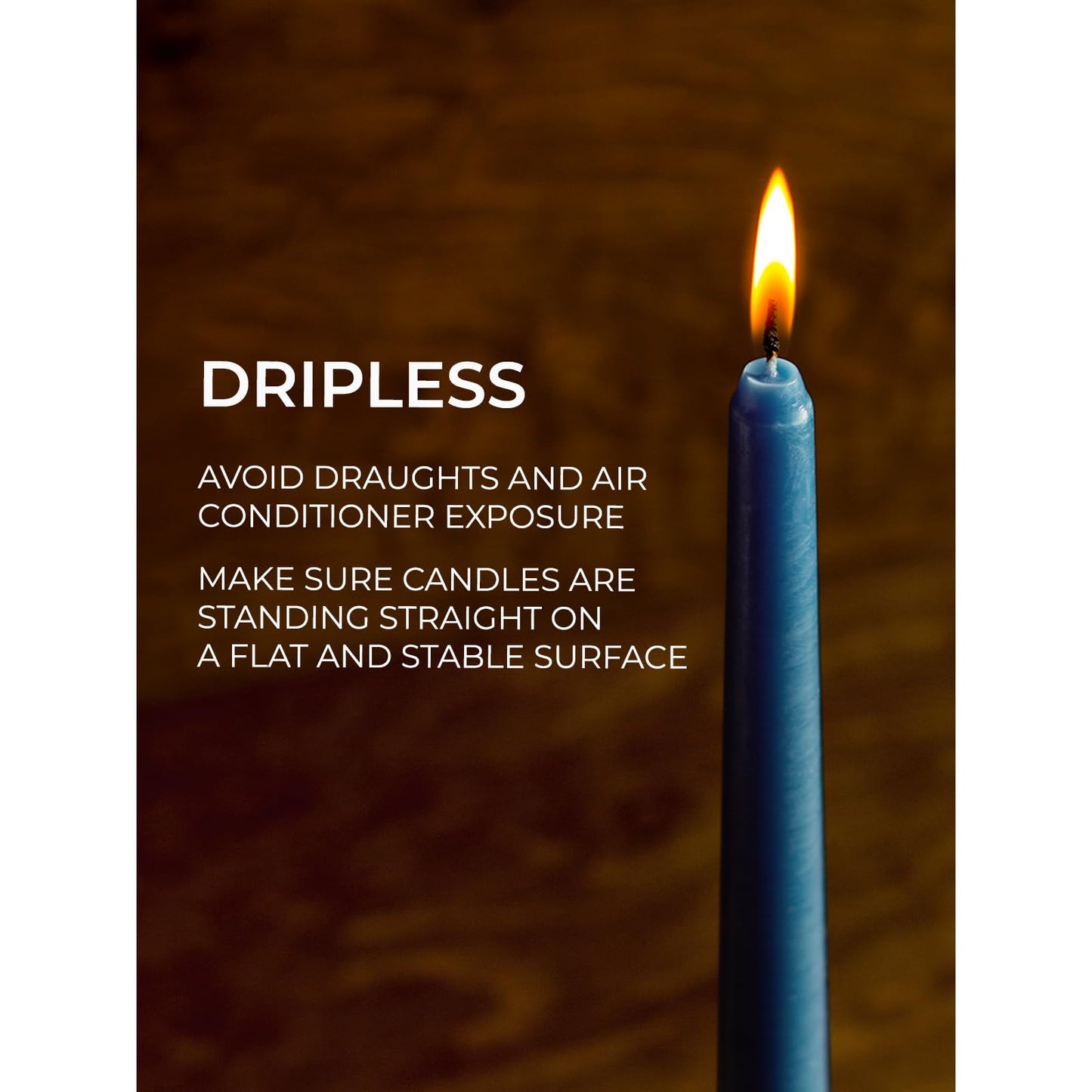 CANDWAX Dark Blue 8 inch Taper Candles Pack of 4 - Long Burning Unscented Smokeless Dripless Tall Candle Sticks - Perfect for Parties, Celebrations, Special Occasions or as a Dinner Table Centerpiece