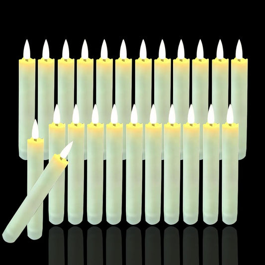 24 Packs Flameless Taper Candles Battery Operated Fake 6.3 Inch Long Candle Light LED Flameless Candlesticks Flickering Tapered for Wedding, Halloween, Christmas No Remote