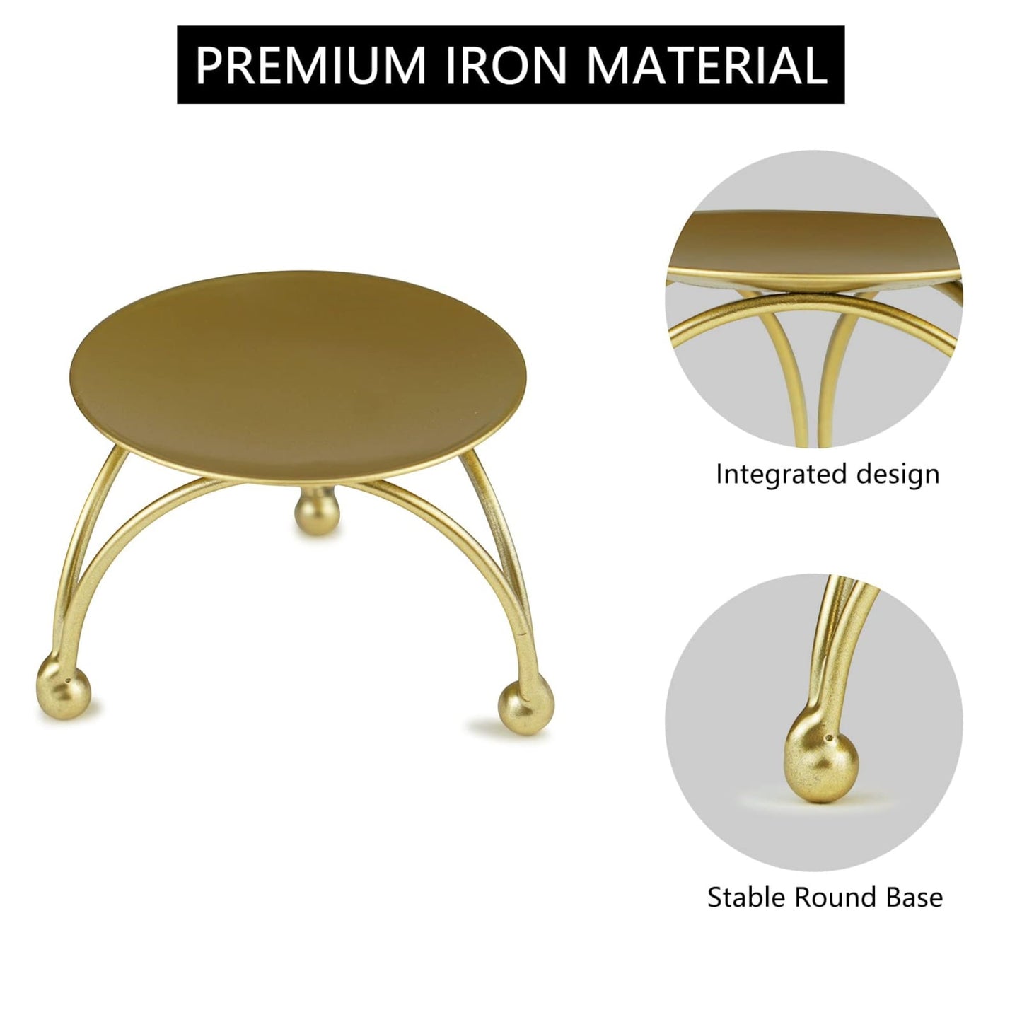 Round Metal Tea Light Candle Holder, Bronze Finish, 3 Inch Diameter, Decorative Stand with Ball Feet