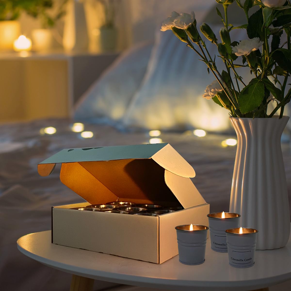 Enhanced Scents Outdoor Citronella Candles, 9 Pack, White, Repel Scented Candles, Control, for Patio, Camping, Outside, Home Scented
