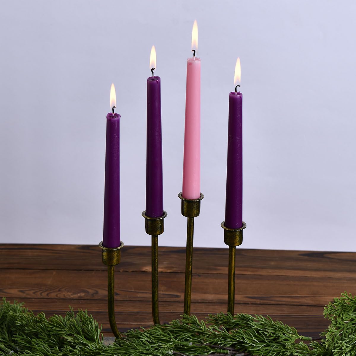 PAMELIFE 4 Pack Advent Taper Candles Set, 10-Inch Premium Dripless Unscented Christmas Real Wax Candles - Perfect for Holidays, Seasonal Celebrations, Church Services, and Parties.