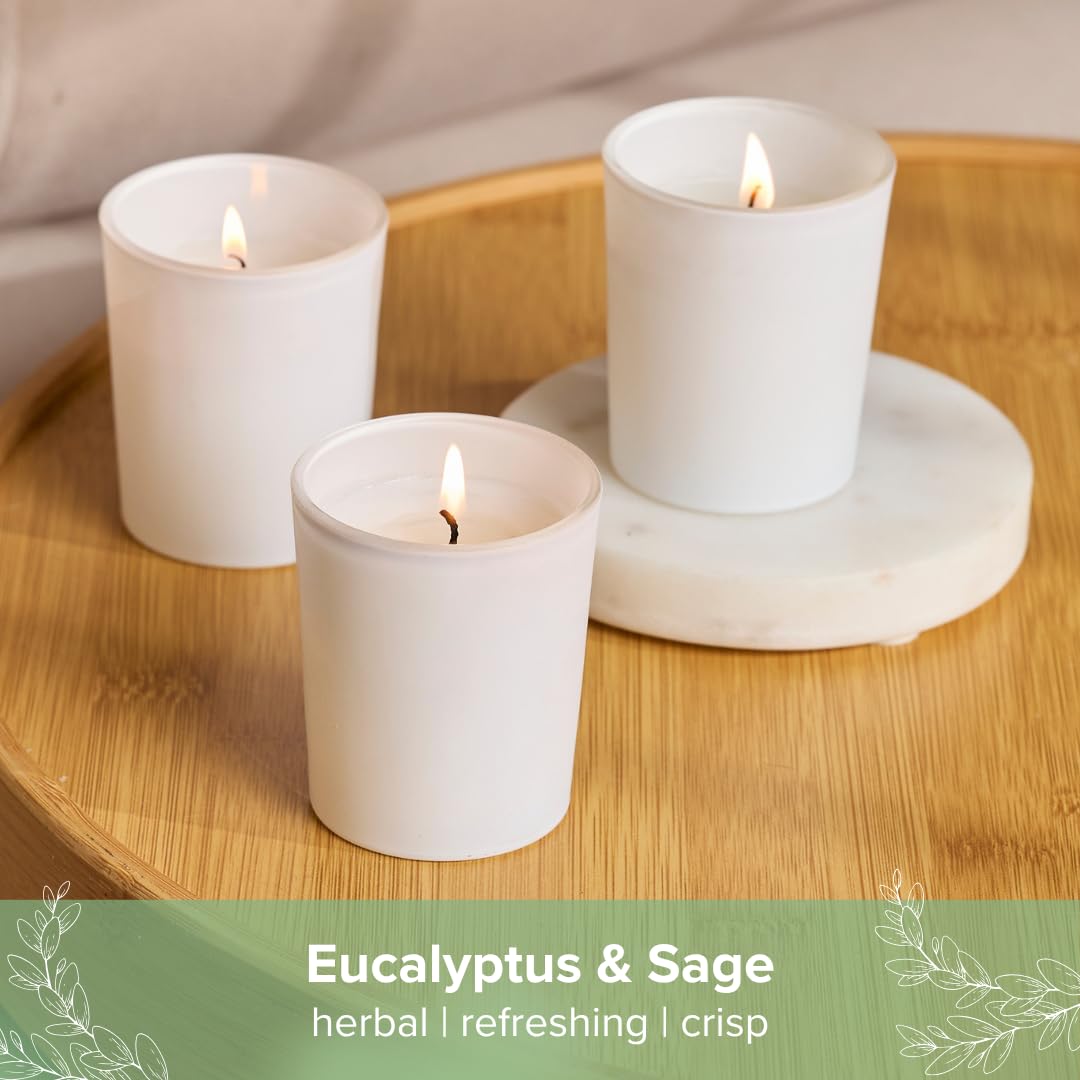 Simply Soson Scented Votive Candles, Bulk Set of 24 White Sage Small Candles Bulk, Votive Candles Scented in Glass, 10 Hours Burn, for Wedding, Birthday, Holiday Christmas & Home Decoration