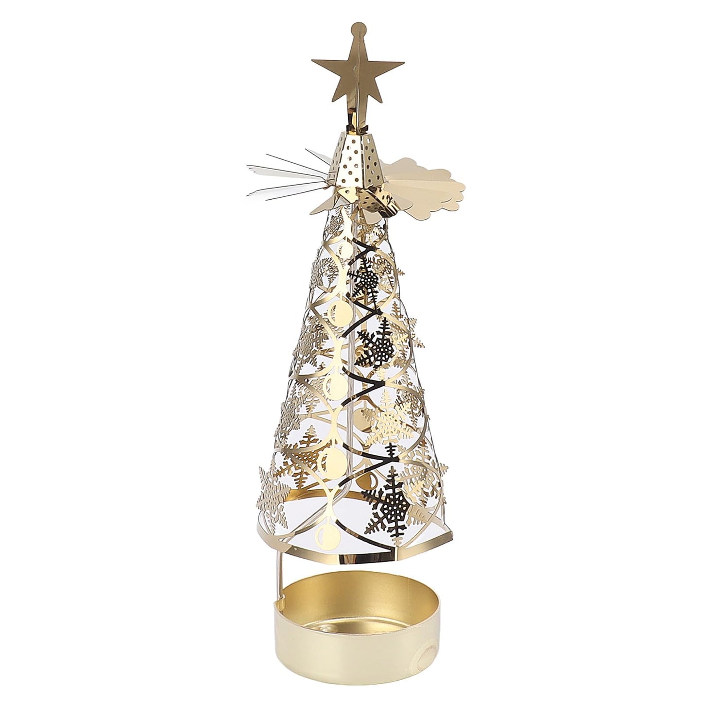 Fdit Candle Holder Christmas Candlestick Aromatherapy Gifts Carousel Creativity Romantic Set Holder Poster (Gold Snowflake)