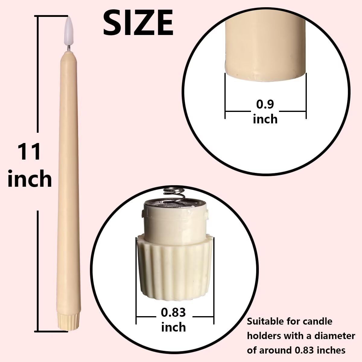 NONNO & ZGF 10 Pack Flameless Taper Candles, Ivory Wax Coverd, 11-Inch, LED Battery Flickering Bright Candle with 2 Remote Controls, Timer, for Wedding, Family Dinner, Party, Festive or Home Decor