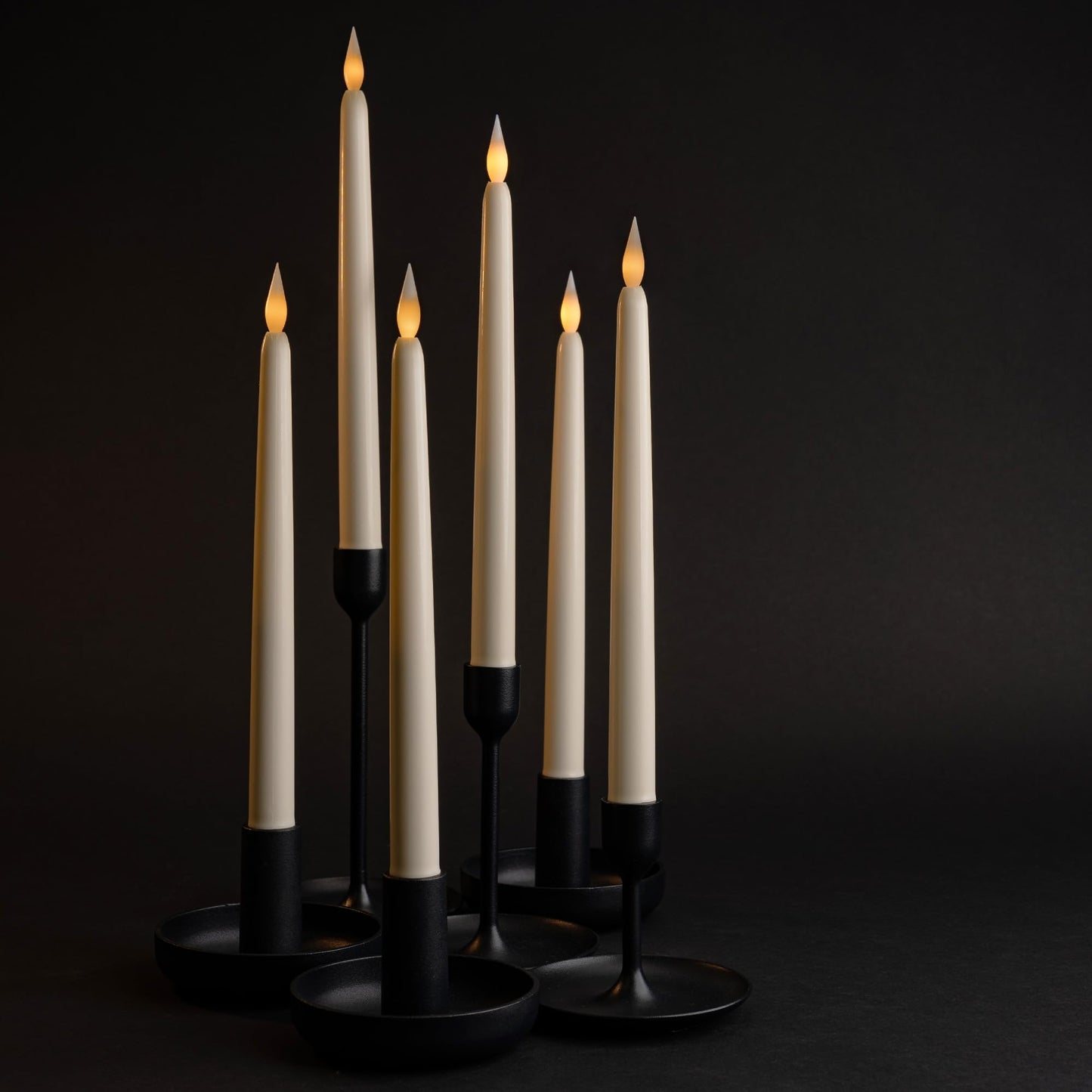WYZworks 60 Pack, 11" LED Flameless Ivory Taper Flickering Candles Lights, Clickable On/Off Button, Battery Operated Electric Long Tall Candlesticks for Holiday Christmas Candelabra Wedding Window