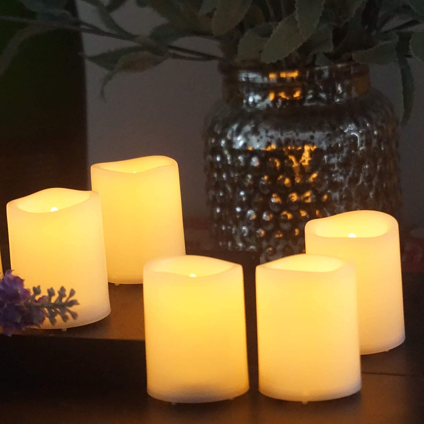 12 PCS Battery Operated Flameless Votive Candles LED Flickering Electric Fake Tea Lights Set Bulk for Christmas Wedding Party Decorations Home Décor, White Base Amber Glow, Batteries Incl.