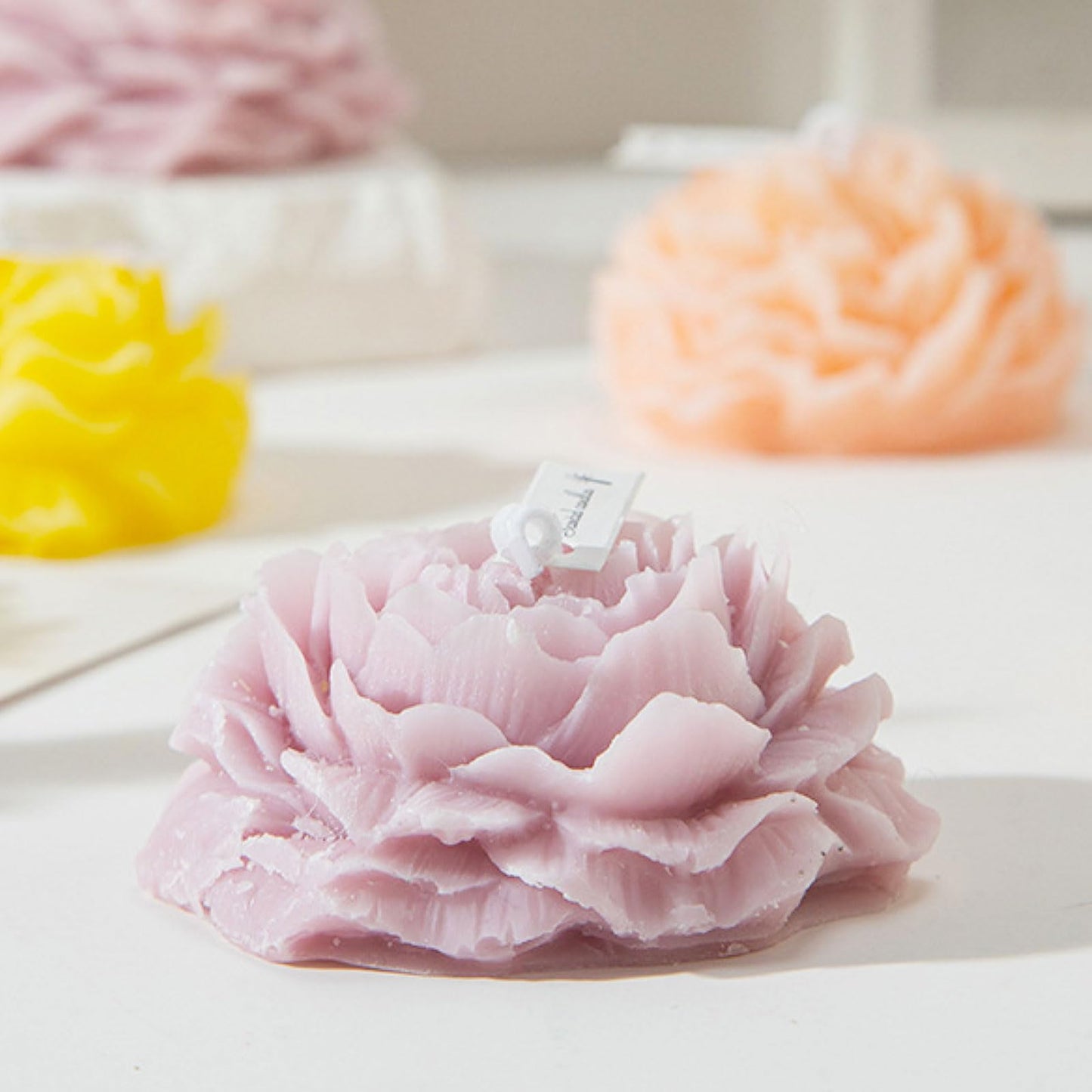 Peony Flower Shape Candles 1 Pack Soy Wax Decorative Candle for Bedroom Home Scented Candle Gift to Friends Family (Purple)