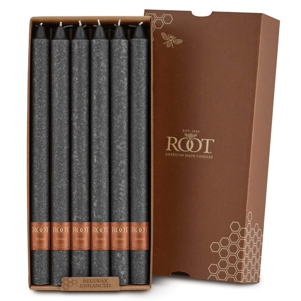 Root Candles Unscented Dinner Candles Premium Handcrafted Boxed Candle Set - Timberline Arista, 12-Inch, Stone, 12-Count