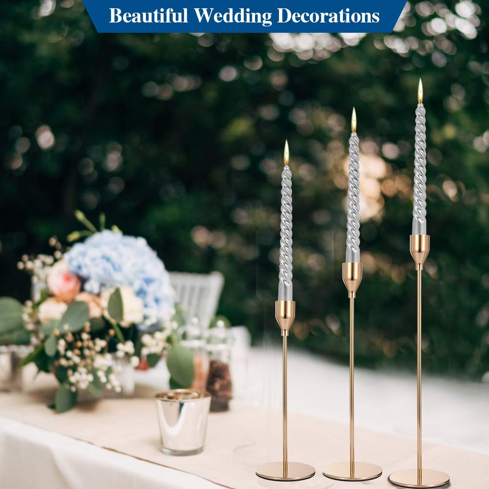 Anndason Set of 6 Pink Gold Candlestick Holders Pink Gold Candle Holder Taper Candle Holders Candle Holders Decorative Candlestick Holder for Home Decor, Wedding, Dinning, Party, Anniversary (Gold)