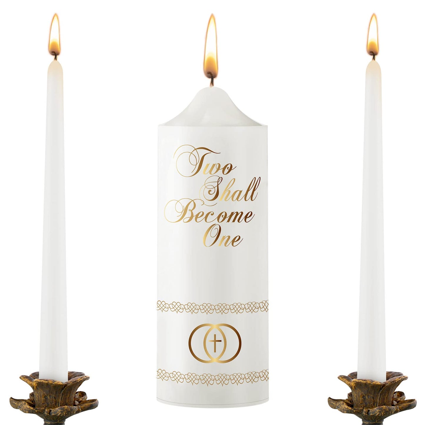 Frienda Unity Candles for Wedding Ceremony Set Wedding Unity Taper Candles Catholic Religious Ceremony Accessories(Cross)
