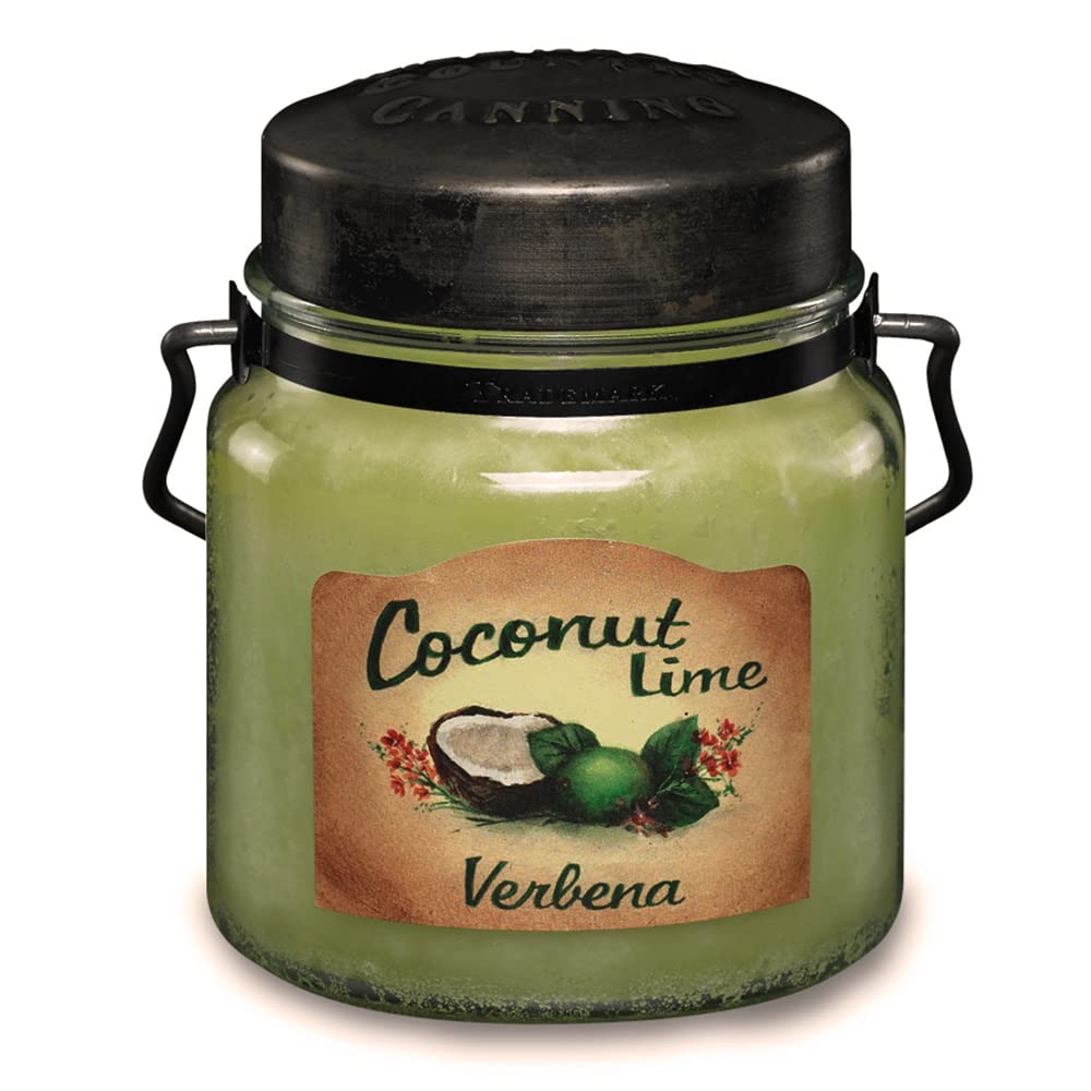 McCall’s Candles | Coconut Lime Verbena | 16 oz Scented Candle | USA-Poured | Vintage Rustic Jar with Carrying Handle | Tropical Citrus & Creamy Coconut Fragrance