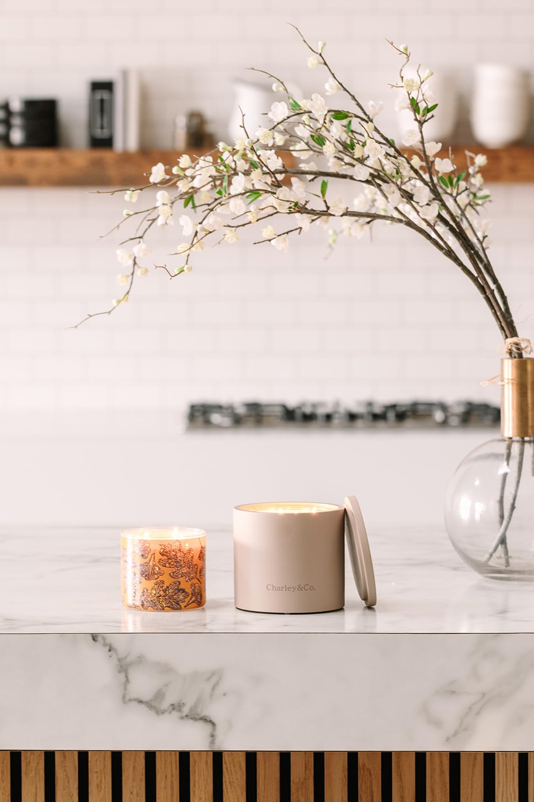 Charley&Co. Neutral Minimalistic Cement Candle Holders - Designed to fit a Standard 14.5oz 3-Wick Candle or Smaller (1, Deep Blush)