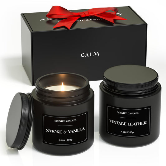 NORVENCE Scented Candles Gift Set, Stress Relief Candles for Home, Premium Soy Candle Set, Candles for Men and Men, Birthday Gifts (Black, 7 oz)