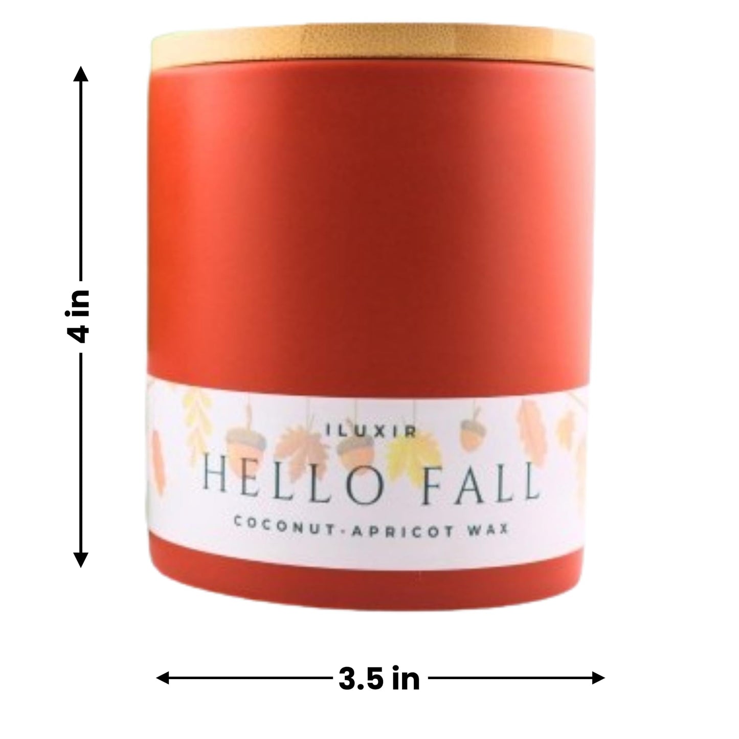 iLUXIR Hello Fall Luxury Candle – Apple Cinnamon, Nutmeg, Clove & Vanilla – Handcrafted Vegan Coconut Wax, Phthalate-Free, Cruelty-Free – Autumn Scented Candle for Home Décor & Gifting (13 oz.)