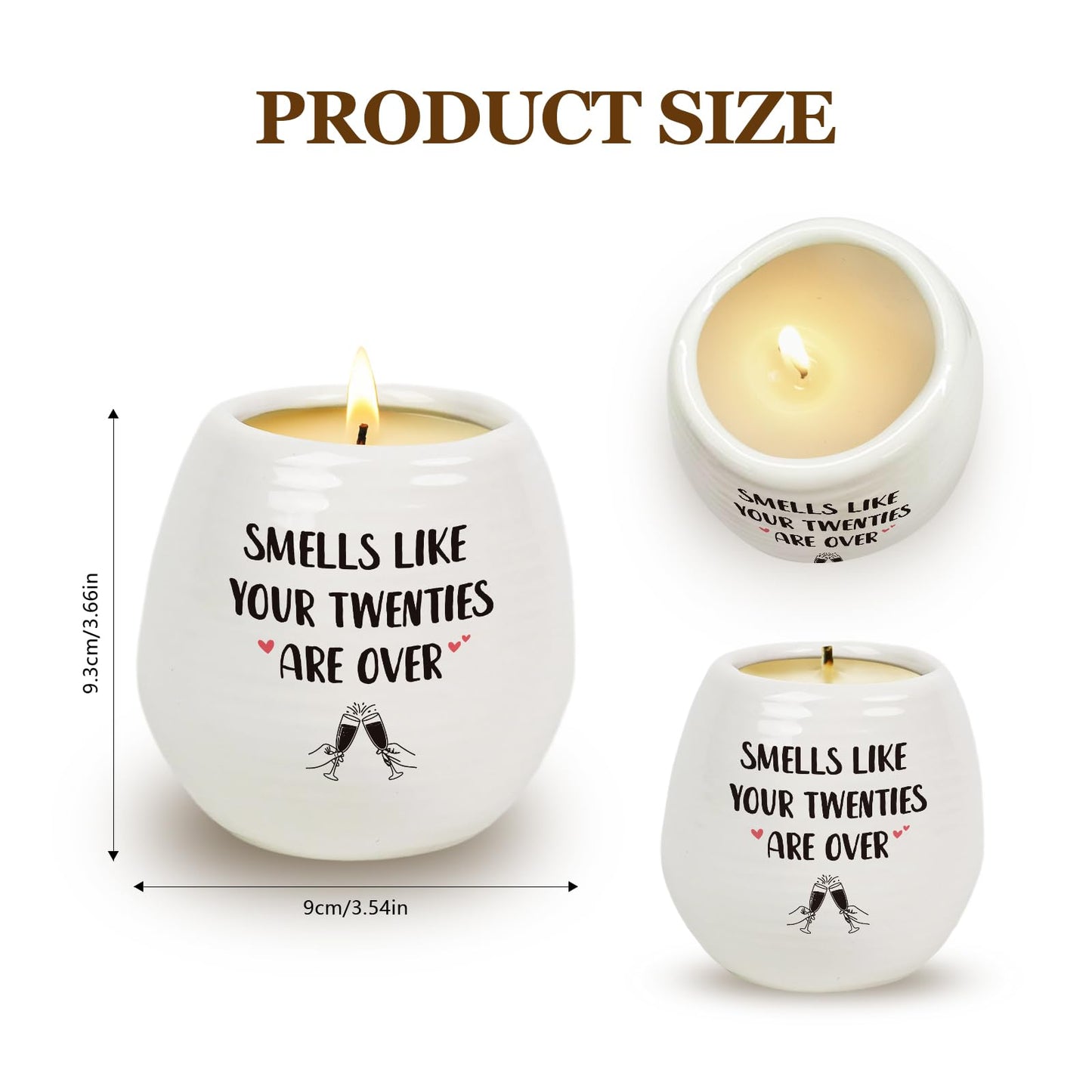 30th Birthday Gifts - Scented Candle in White Ceramic Jar with Smells Like Your Twenties are Over - Soy Wax, Happy 30th Birthday Friend Gift Idea