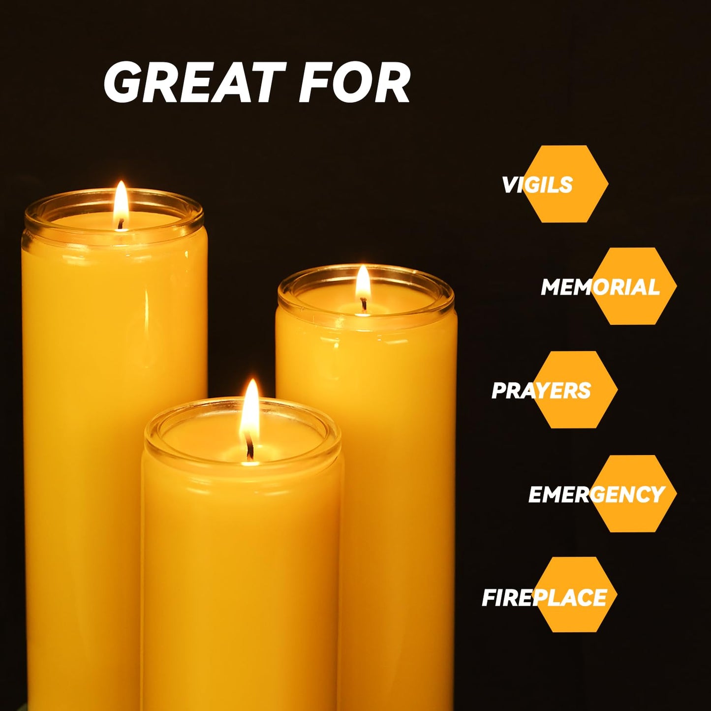 7 Day Pure Beeswax Devotional Prayer Candles - 6 Pack - Unscented Yartzeit Candle in Glass Container for Vigils, Blessings, Memorial, Yom Kippur & Religious Ceremonies
