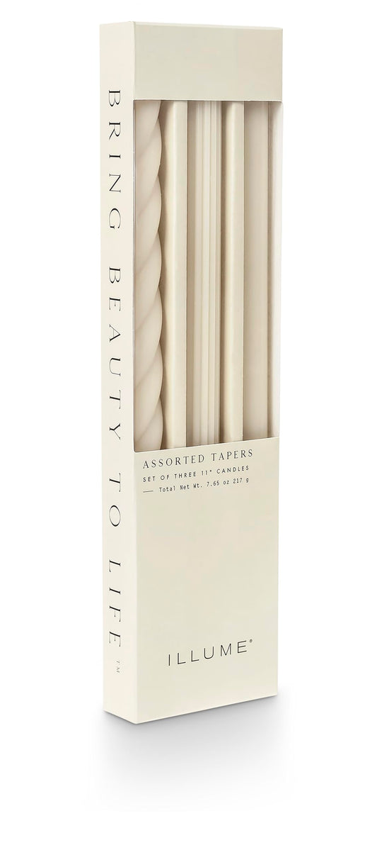 Illume Beautifully Done Unscented Assorted Candle Tapers 3-Pack, Driftwood
