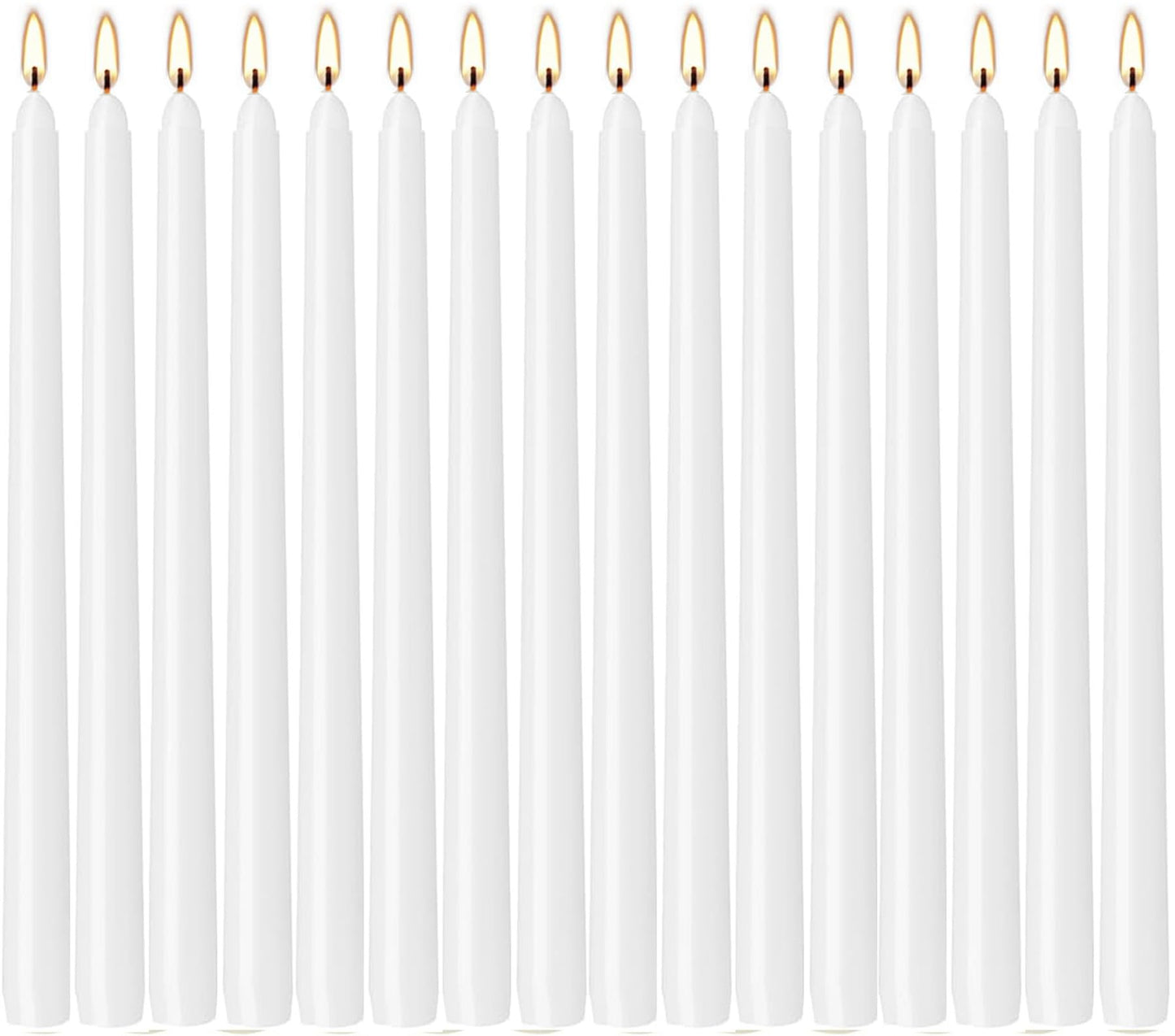 WPONSZU 16 Pack White Taper Candles, 7-8 Hours Burn Time, Unscented, Smokeless and Dripless, 4/5 x 10 Inch for Christmas,Household,Dinner,Wedding,Valentine's Day,Party and Home Décor Candlesticks
