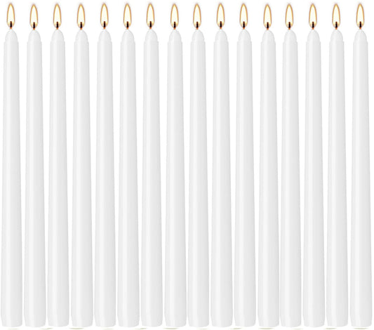 WPONSZU 16 Pack White Taper Candles, 7-8 Hours Burn Time, Unscented, Smokeless and Dripless, 4/5 x 10 Inch for Christmas,Household,Dinner,Wedding,Valentine's Day,Party and Home Décor Candlesticks