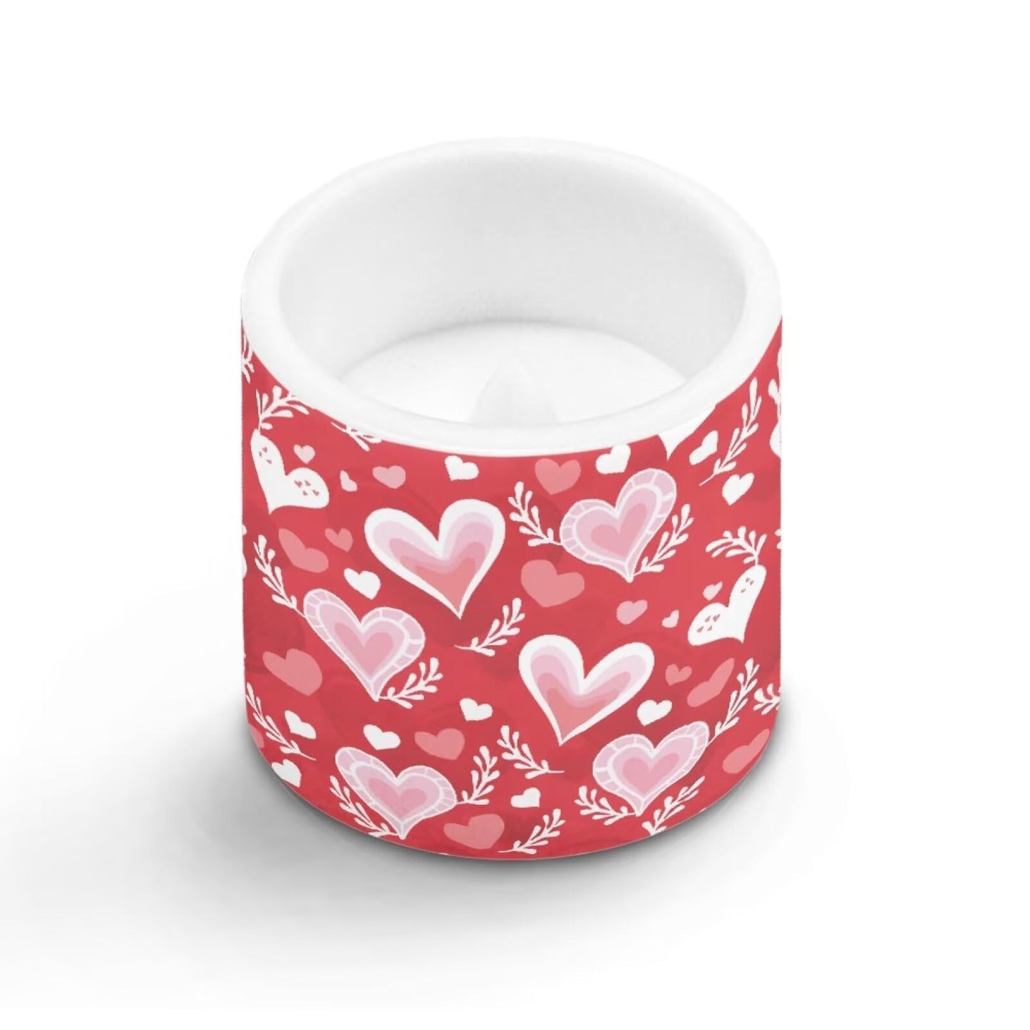 Merkmak Flickering Flameless Candles with Remote Battery Operated Candles with Timer Valentine's Day Red Heart Leaves Print LED Pillar Tea Lights for Indoor Outdoor Banquet Wedding Home Decor