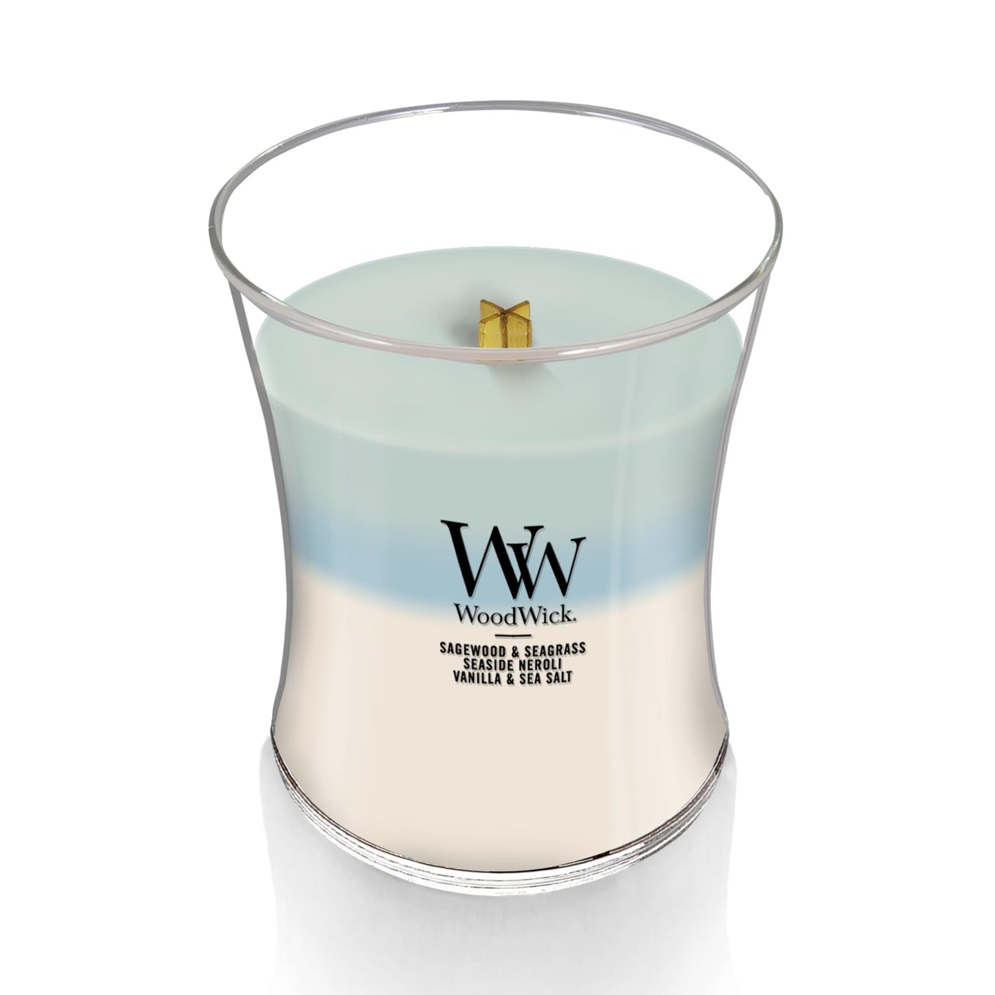 WoodWick Oceanic Trilogy Gifts for Women and Men, 9.7 oz Medium Hourglass Trilogy Candle with Crackling Wick