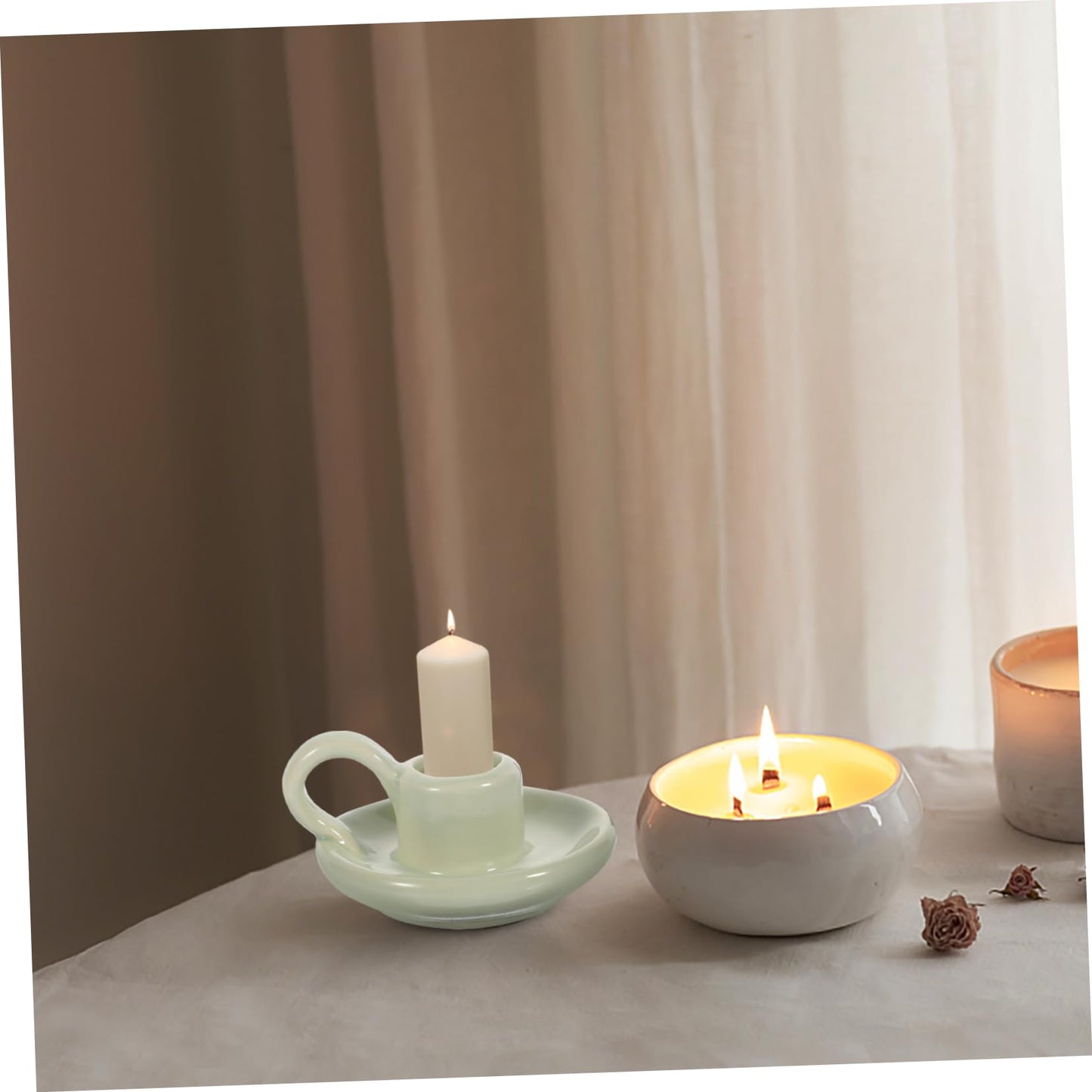 Amosfun 2pcs Ceramic Candle Holders for Dining Table Home Decor Wedding Centerpiece Decorative Candlestick Holders for Parties Easy to Style